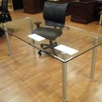6ft - 8ft Glass Conference Table with a Clear Glass Top