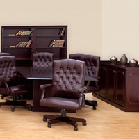 Conference Room Package - 8' or 10' Table, Leather Chairs, Credenza & 2 Bookcases