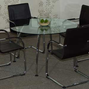 Round Glass Conference Table With Chairs Set Glass Office Table