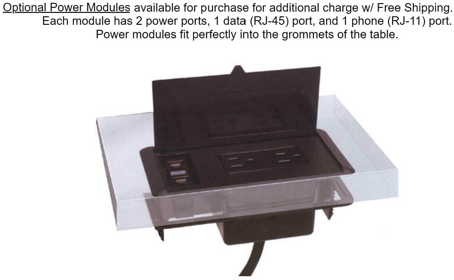 6' 10' Conference Room Table w Optional Power Data Modules