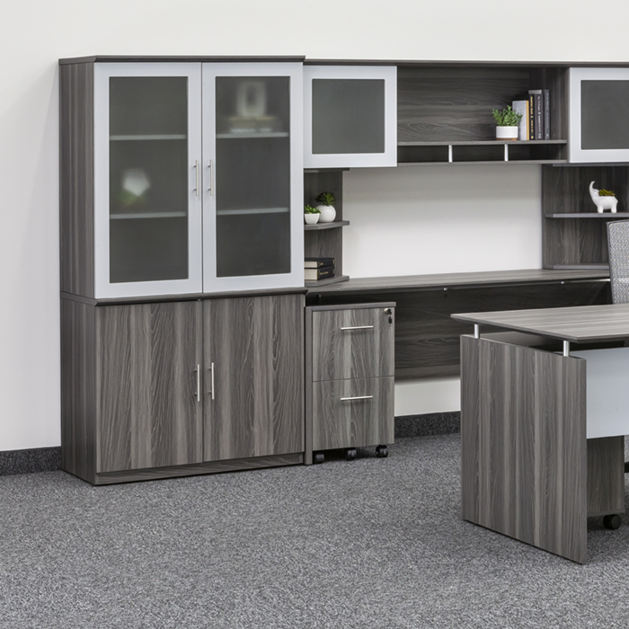 Modern Office Stackable Storage with Clear Glass Doors
